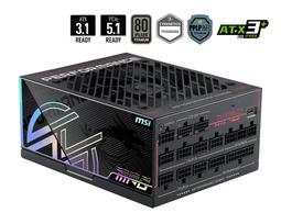 MSI  MPG Ai1300TS PCIE5 power supply unit 1300 W 24-pin ATX ATX Black | 306-7ZPUB11-CE0 | 4711377406130