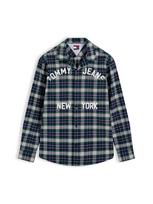 Tommy Jeans Marškiniai tamsiai mėlyna / žalia / rožių spalva / balta