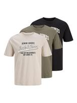 JACK & JONES Marškinėliai 'JJEthan' šviesiai pilka / alyvuogių spalva / granatų spalva / juoda
