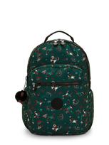 KIPLING Kuprinė 'Seoul Lap' smaragdinė spalva / tamsiai žalia / raudona / balta