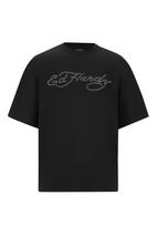Ed Hardy Marškinėliai 'Skull Flame' žaliosios citrinos spalva / oranžinė / juoda / balta