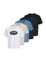 JACK & JONES Marškinėliai 'JJEDOVER' glaisto spalva / tamsiai mėlyna / juoda / balta