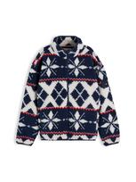 TOMMY HILFIGER Flisinis džemperis tamsiai mėlyna jūros spalva / ryškiai raudona / balta