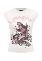 Ed Hardy Marškinėliai 'Koi Fisch Steinen' rožių spalva / juoda / balta