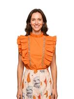 Fulgor Palaidinė 'Blusa Olivia com Babados e Detalhes em Strass - Laranja Vibrante' oranžinė