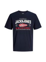 JACK & JONES Marškinėliai tamsiai mėlyna / granatų spalva / balta