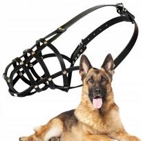Šuns antsnukis DINGO Leather Riveted Nr. 7, 36 cm apimtis, vokiečių aviganiui