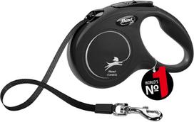Ištraukiamas pavadėlis FLEXI New Classic, 5 m, juodas, šunims iki 15 kg