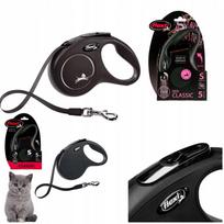 Automatinis pavadėlis FLEXI New Classic S, 5 m, juodas, šunims iki 15 kg