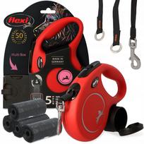 Pavadėlis PSA AUTOMATIC, 5 m, su maišelių dėklu ir 80 šunų maišelių