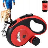 Automatinis pavadėlis šunims, juostinis, 8 m, iki 50 kg, su užraktu, LED žibintuvėliu ir konteineriu