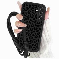 Silikoninis dėklas Samsung Galaxy A56 5G su leopardo raštu ir kaklo virvele