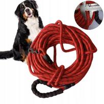Šuns pavadėlis, 15 m, stiprus, dideliems šunims, storas, atšvaitinis, raudonas