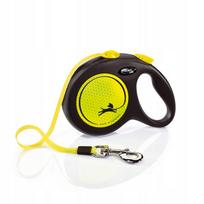 Automatinis pavadėlis FLEXI New Neon L, 5 m, juodas, šunims iki 50 kg