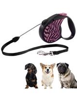 Automatinis pavadėlis Flexi Safari Zebra, 5 m, iki 20 kg, rožinės ir juodos spalvos