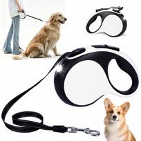 Automatinis pavadėlis šunims, 5 m, su LED, baltas, tinka iki 30 kg, 600 mAh