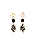 Addicted2 Auskarai 'Giunone Chandelier Earrings Black Color' aukso geltonumo spalva / juoda / perlų balta