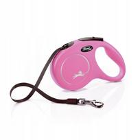 Pavadėlis FLEXI Classic Tape S, rožinis, 5 m