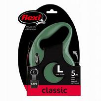 Automatinis Flexi New Classic L pavadėlis šunims, 5 m, iki 50 kg, alyvuogių spalvos