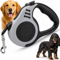 Automatinis ištraukiamas pavadėlis katėms ir šunims FLEX, 5 m, 20 kg, pilkas