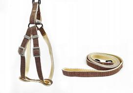Šuns petnešos su pavadėliu BUBU, kreminės, S/M, 15 mm, 35–45 cm, pavadėlis 130 cm