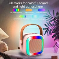 Belaidis „Bluetooth“ nešiojamasis garsiakalbis, daugiafunkcis karaokės aparatas su 1 mikrofonu, muzikos grotuvas vaikams, suaugusiems, vakarėlio garsiakalbis, rožinis