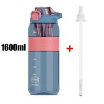 Tritan Shaker butelis su šiaudeliu Nešiojamasis išrūgų baltymų sporto salės maišytuvas Blender Shaker Geriamoji taurė Sportinis vandens butelis 1600ml