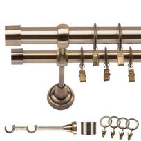 Metalinis Dvigubas Užuolaidų Bėgelis 360 Cm 19 Mm Golden Antique Luna Su Sukamuoju Kaiščiu