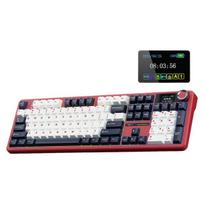 AULA F108 PRO Viso dydžio belaidė žaidimų klaviatūra su ekranu ir raudona rankenėle