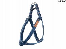 Reguliuojami džinsiniai šunų dirželiai Amiplay, L, 40–75 cm, 2 cm, tamsiai mėlyni