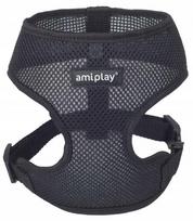 Šunų petnešos AMIPLAY, spaudimo nekeliančios, kvėpuojančios, Chihuahua, York, XS, juodos