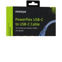INNOSTYLE POWERFLEX USB-C GREITOJO ĮKROVIMO KABELIS IPHONE SAMSUNG 3A 60W KEVLARAS 2M MĖLYNAS