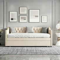 Lova, sofa-lova, 90 x 200 cm, vaikiška lova, smėlio spalvos
