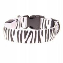 Šviečiantis LED antkaklis šunims ZEBRA, baltas, L dydis, su baterijomis