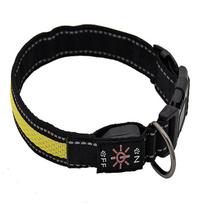 Šviečiantis LED šuns antkaklis, geltonas, USB, 3 režimai, 44–51 cm