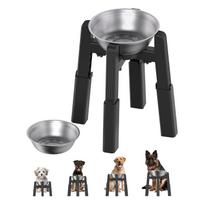 Paaukštintas nerūdijančio plieno dubenėlių stovas šunims, neslystantis
