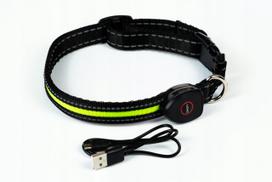 Šviečiantis LED antkaklis, raudonas, S dydis, įkraunamas USB