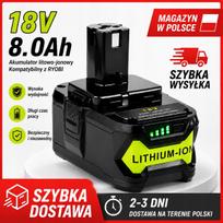 Atsarginė 18V 8.0Ah ličio jonų baterija Ryobi P102, P107, P109