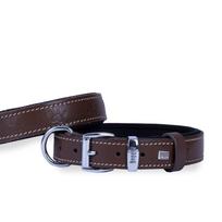 Šuns odinis antkaklis su letenėlių raštu, 3,5x47-55 cm, rudas