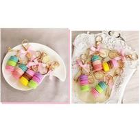 Trijų Sluoksnių „Macarons“ Modelis „Keychain Car Keyring“ Rankinės Krepšys Pakabukų Dekoravimas Dervos Eifelio Bokšto Kolekcija Dovanų