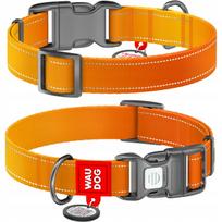 Šunų antkaklis WAUDOG, nailoninis, su QR, oranžinis, M, 28-40 cm