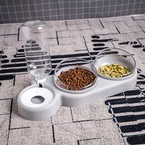 Automatinis vandens dozatorius ir ėdalo dubenėliai katėms bei šunims, 500 ml, pilkas