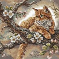 Siuvinėjimo kryželiu rinkinys „Katinas obelyje“ 31,75 × 31,75 cm AVA-P059