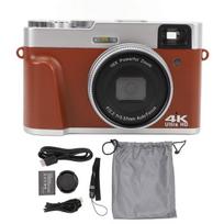 Skaitmeninis fotoaparatas 4K skaitmeninė kamera 48 MP 16 X optinio priartinimo 2,8 colio IPS ekranas, apsaugantis nuo drebėjimo automatinio fokusavimo kelioninis vaizdo kamera suaugusiems, vaikams Rudas
