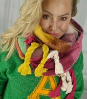 Pūkuotas skara skara kvadratų megzti nerijos 16624-uniw, unisize