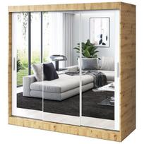 Stumdomoji spinta su veidrodžiais lentynomis ir pakabų strypais Belvedo Karl Artisan Oak matinė balta 200x200cm komplektas