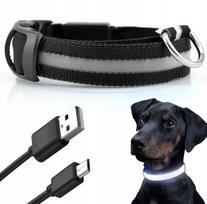 LED šviečiantis antkaklis katėms ir šunims, 30–45 cm, M dydis, USB