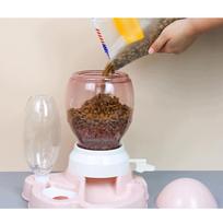 Automatinis 2,2 l pašaro ir 600 ml vandens dozatorius šunims ir katėms, rožinis