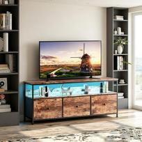 TV staliukas, 137 × 30 × 57 cm, su LED lemputėmis, tigro odos raštas.