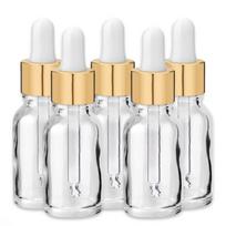 Stiklinis 15 ml buteliukas su aukso aliuminio pipete, 5 vnt. rinkinys